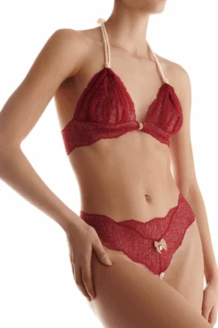 Sydney Daisy Pearl Bra In Red 16 Sydney Daisy Pearl Bra In Red -Fashion Lingerie Store Bracli Sydney Pearl Bra and thong red