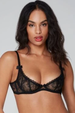AGENT PROVOCATEUR Hinda Demi Cup Plunge Bra Black, UK 32D
