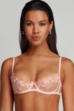 AGENT PROVOCATEUR Lindie Demi Cup Plunge Bra Baby Pink, Size UK 32DD