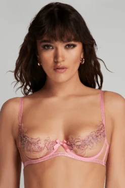 AGENT PROVOCATEUR Lindie Demi Cup Plunge Bra Dusky Pink, Size UK 32C