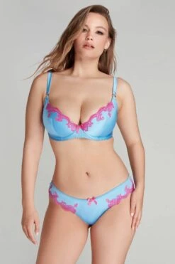 AGENT PROVOCATEUR Molly Plunge Bra, Size UK 36E 14 AGENT PROVOCATEUR Molly Plunge Bra, Size UK 36E -Fashion Lingerie Store agent provocateur molly plunge bra blue pink 02