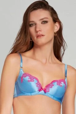 AGENT PROVOCATEUR Molly Plunge Bra, Size UK 36E 16 AGENT PROVOCATEUR Molly Plunge Bra, Size UK 36E -Fashion Lingerie Store agent provocateur molly plunge bra blue pink 3