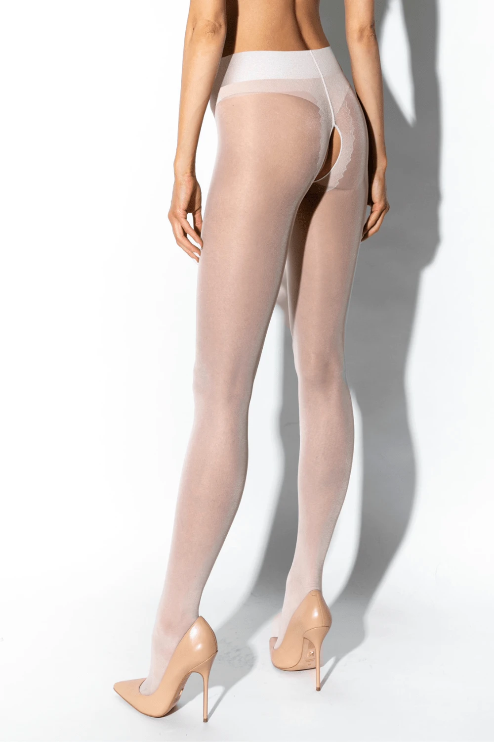 Crotchless Gloss Tights White 20 Denier 4 Crotchless Gloss Tights White 20 Denier - Image 2