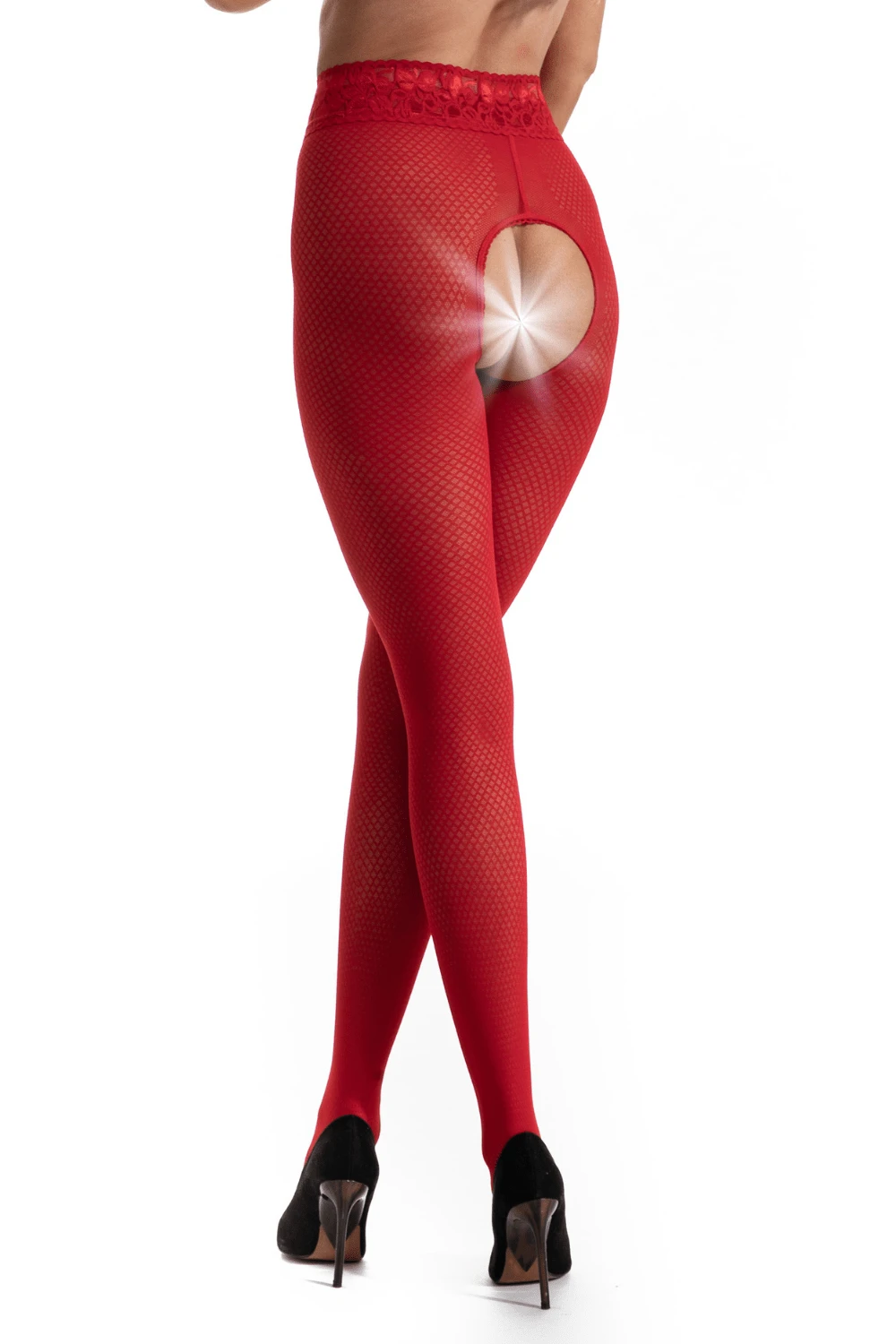 Nymph Open Crotch Tights Red 30 Denier 4 Nymph Open Crotch Tights Red 30 Denier - Image 2