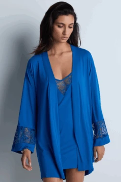 Aubade Lazy Days Kimono In Blue 11 Aubade Lazy Days Kimono In Blue -Fashion Lingerie Store aubade blue short kimono lazy days 3