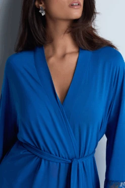 Aubade Lazy Days Kimono In Blue 12 Aubade Lazy Days Kimono In Blue -Fashion Lingerie Store aubade blue short kimono lazy days 4