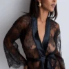 Aubade Histoire D’un Soir Lace Kimono, Size S (UK 10) 2 Aubade Histoire D’un Soir Lace Kimono, Size S (UK 10) -Fashion Lingerie Store aubade histoire d un soir kimono rz65 black 1