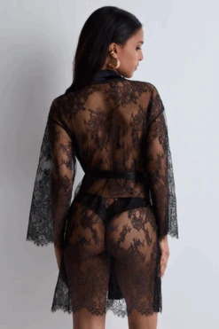 Aubade Histoire D’un Soir Lace Kimono, Size S (UK 10) 13 Aubade Histoire D’un Soir Lace Kimono, Size S (UK 10) -Fashion Lingerie Store aubade histoire d un soir kimono rz65 black 3