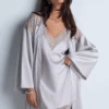 Aubade Midnight Whisper Silver Silk Kimono 2 Aubade Midnight Whisper Silver Silk Kimono -Fashion Lingerie Store aubade midnight whisper kimono cosmos silver 5