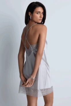 Aubade Midnight Whisper Silver Silk Nightie 10 Aubade Midnight Whisper Silver Silk Nightie -Fashion Lingerie Store aubade midnight whisper nightie cosmos silver 2