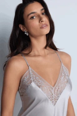 Aubade Midnight Whisper Silver Silk Nightie 11 Aubade Midnight Whisper Silver Silk Nightie -Fashion Lingerie Store aubade midnight whisper nightie cosmos silver 3