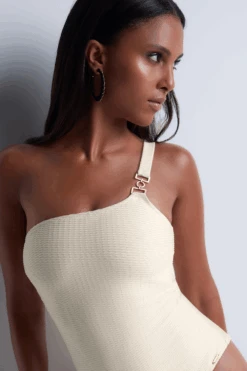 Aubade Shimmering Waters One Shoulder Swimsuit -Fashion Lingerie Store aubade shimmering waters one shoulder swimsuit golden white 3