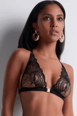 Aubade Vibes Black Embroidery Bralette 13 Aubade Vibes Black Embroidery Bralette -Fashion Lingerie Store aubade vibes bralette black 3