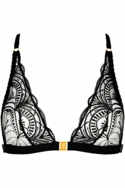 Aubade Vibes Black Embroidery Bralette 11 Aubade Vibes Black Embroidery Bralette -Fashion Lingerie Store aubade vibes bralette black ghost front