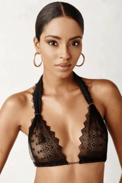 Geneva Dark Pearl Lace Bra Black