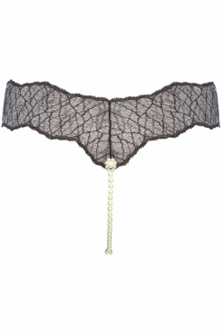 Sydney Daisy Double Pearl Thong In Black 11 Sydney Daisy Double Pearl Thong In Black -Fashion Lingerie Store bracli sydney daisy double pearl thong black ghost back