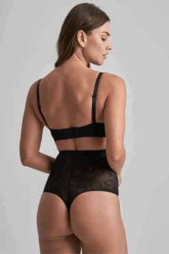Bye Bra Lacy High Waist Shaping Thong 12 Bye Bra Lacy High Waist Shaping Thong -Fashion Lingerie Store bye bra lacy high waist shaping thong black 2