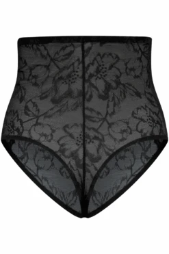 Bye Bra Lacy High Waist Shaping Thong 13 Bye Bra Lacy High Waist Shaping Thong -Fashion Lingerie Store bye bra lacy high waist shaping thong black ghost back