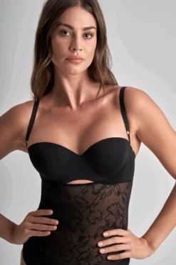 Bye Bra Lacy Open Bust Thong Bodysuit 14 Bye Bra Lacy Open Bust Thong Bodysuit -Fashion Lingerie Store bye bra lacy open bust thong bodysuit black 3