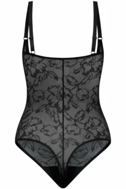 Bye Bra Lacy Open Bust Thong Bodysuit 13 Bye Bra Lacy Open Bust Thong Bodysuit -Fashion Lingerie Store bye bra lacy open bust thong bodysuit black ghost back