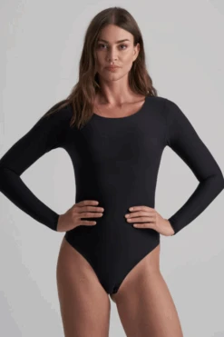 Bye Bra Long Sleeve Thong Bodysuit
