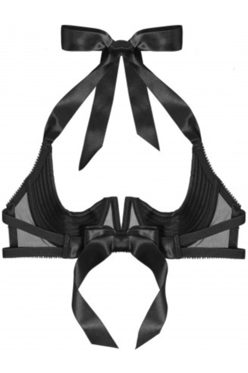 Chic Satin & Mesh Quarter Cup Bra In Black 5 Chic Satin & Mesh Quarter Cup Bra In Black - Image 3