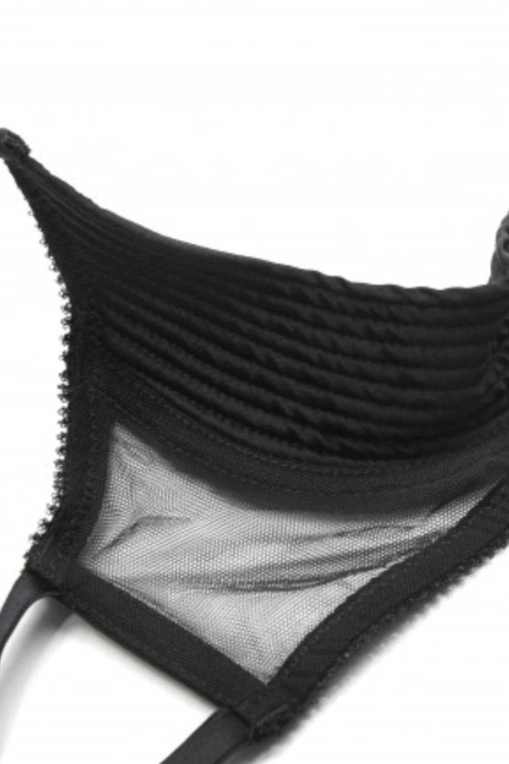 Chic Satin & Mesh Quarter Cup Bra In Black 4 Chic Satin & Mesh Quarter Cup Bra In Black - Image 2