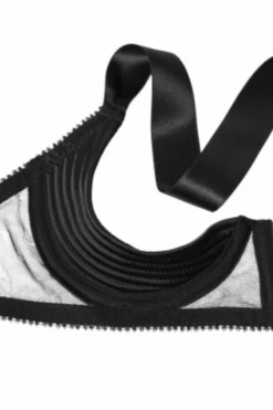 Chic Satin & Mesh Quarter Cup Bra In Black 9 Chic Satin & Mesh Quarter Cup Bra In Black -Fashion Lingerie Store cadolle chic quarter cup bra 1108ga black zoom 2