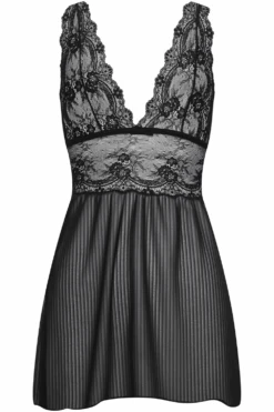 Grace Lace & Striped Chiffon Nightie, Size S (UK 10) -Fashion Lingerie Store cadolle grace nightie 4303a ghost back