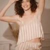 Nude Striped Chiffon Nightwear Set 2 Nude Striped Chiffon Nightwear Set -Fashion Lingerie Store cadolle nude striped chiffon nightwear set 1