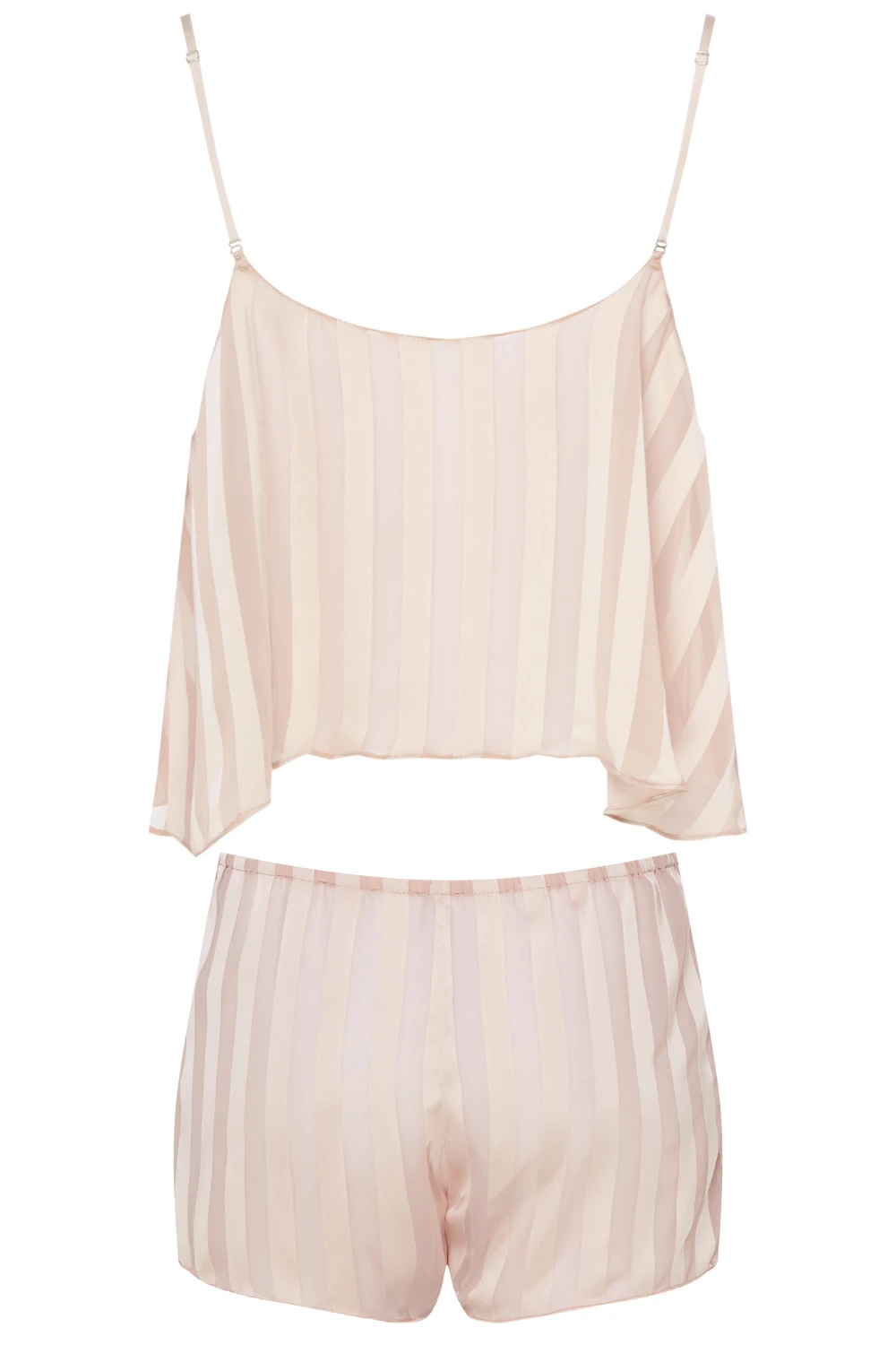 Nude Striped Chiffon Nightwear Set 6 Nude Striped Chiffon Nightwear Set - Image 4