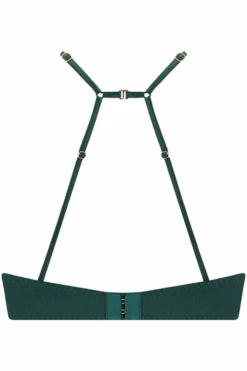 Athena Quarter Cup Bra Green, Size S (UK 8-10) 12 Athena Quarter Cup Bra Green, Size S (UK 8-10) -Fashion Lingerie Store coco de mer athena quarter cup bra deep green ghost back