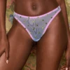 DORA LARSEN Betty Heart Embroidery Thong In Cornflower 2 DORA LARSEN Betty Heart Embroidery Thong In Cornflower -Fashion Lingerie Store dora larsen betty heart embroidery thong blue 1