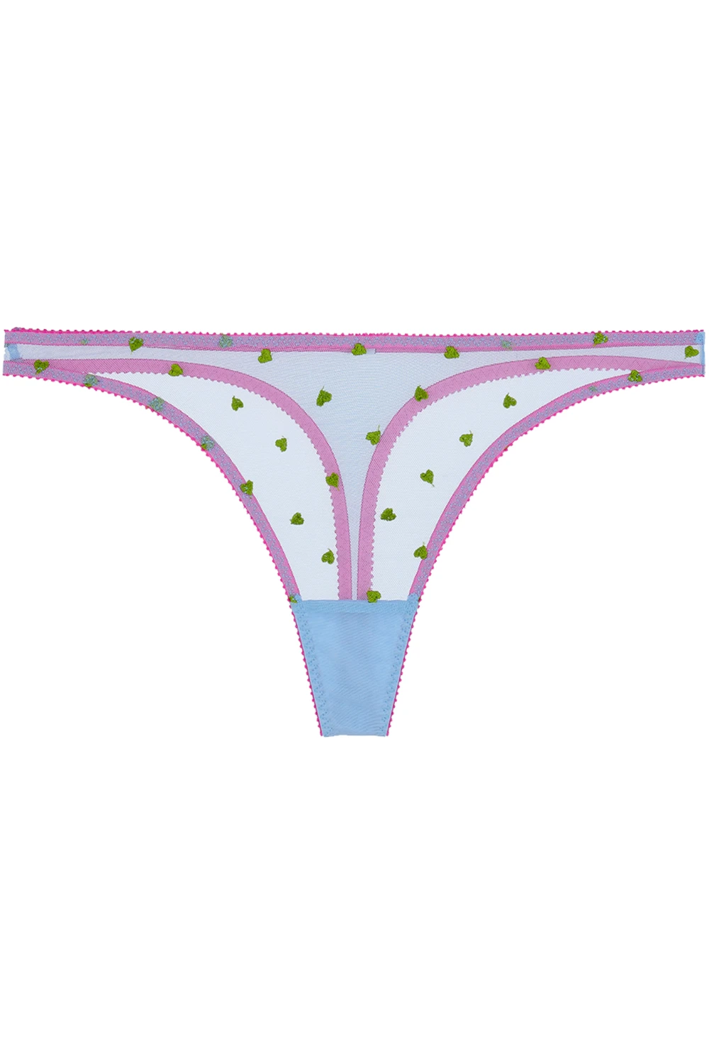 DORA LARSEN Betty Heart Embroidery Thong In Cornflower 4 DORA LARSEN Betty Heart Embroidery Thong In Cornflower - Image 2
