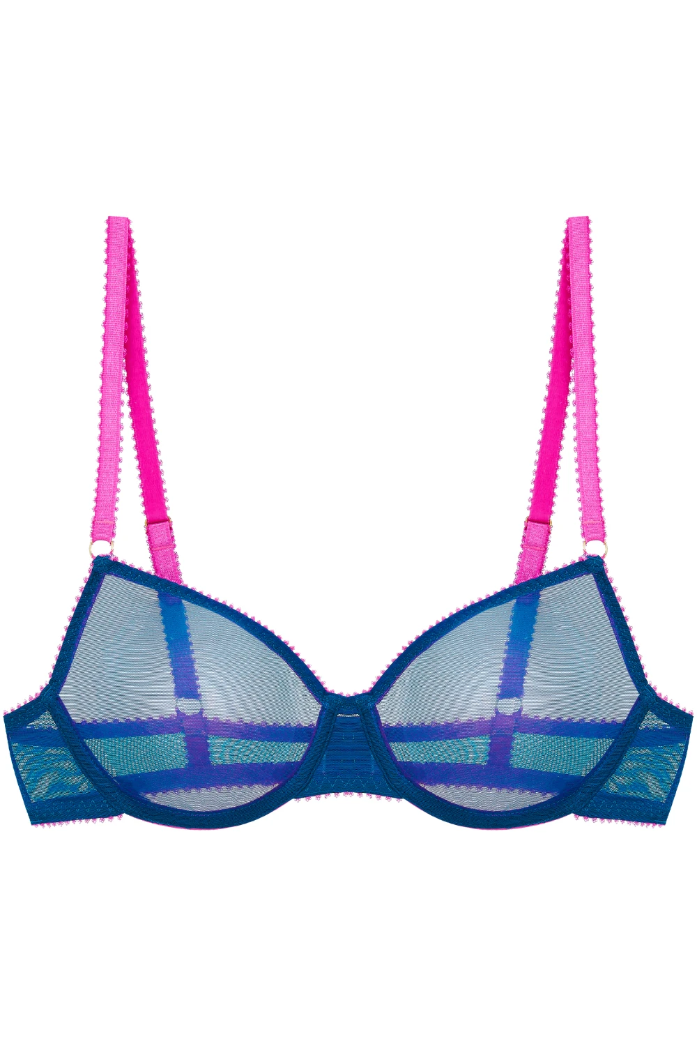 DORA LARSEN Delilah Tulle Underwire Bra In Blue 6 DORA LARSEN Delilah Tulle Underwire Bra In Blue - Image 4