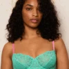 DORA LARSEN Eden Graphic Lace Underwire Bra Green