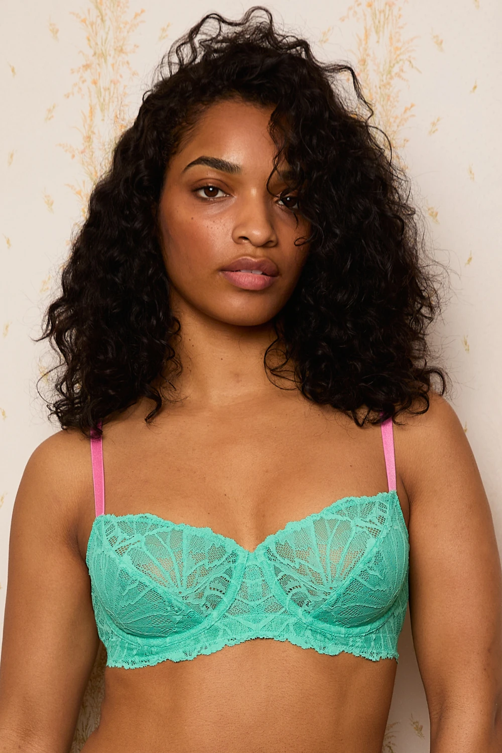 DORA LARSEN Eden Graphic Lace Underwire Bra Green 3 DORA LARSEN Eden Graphic Lace Underwire Bra Green