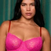 DORA LARSEN Flora Graphic Lace Underwire Bra Pink 1 DORA LARSEN Flora Graphic Lace Underwire Bra Pink -Fashion Lingerie Store dora larsen flora graphic lace underwire bra bright pink 1