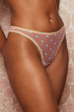 DORA LARSEN Jaime Embroidered Thong Pink 11 DORA LARSEN Jaime Embroidered Thong Pink -Fashion Lingerie Store dora larsen jaime embroidered thong pale pink 3