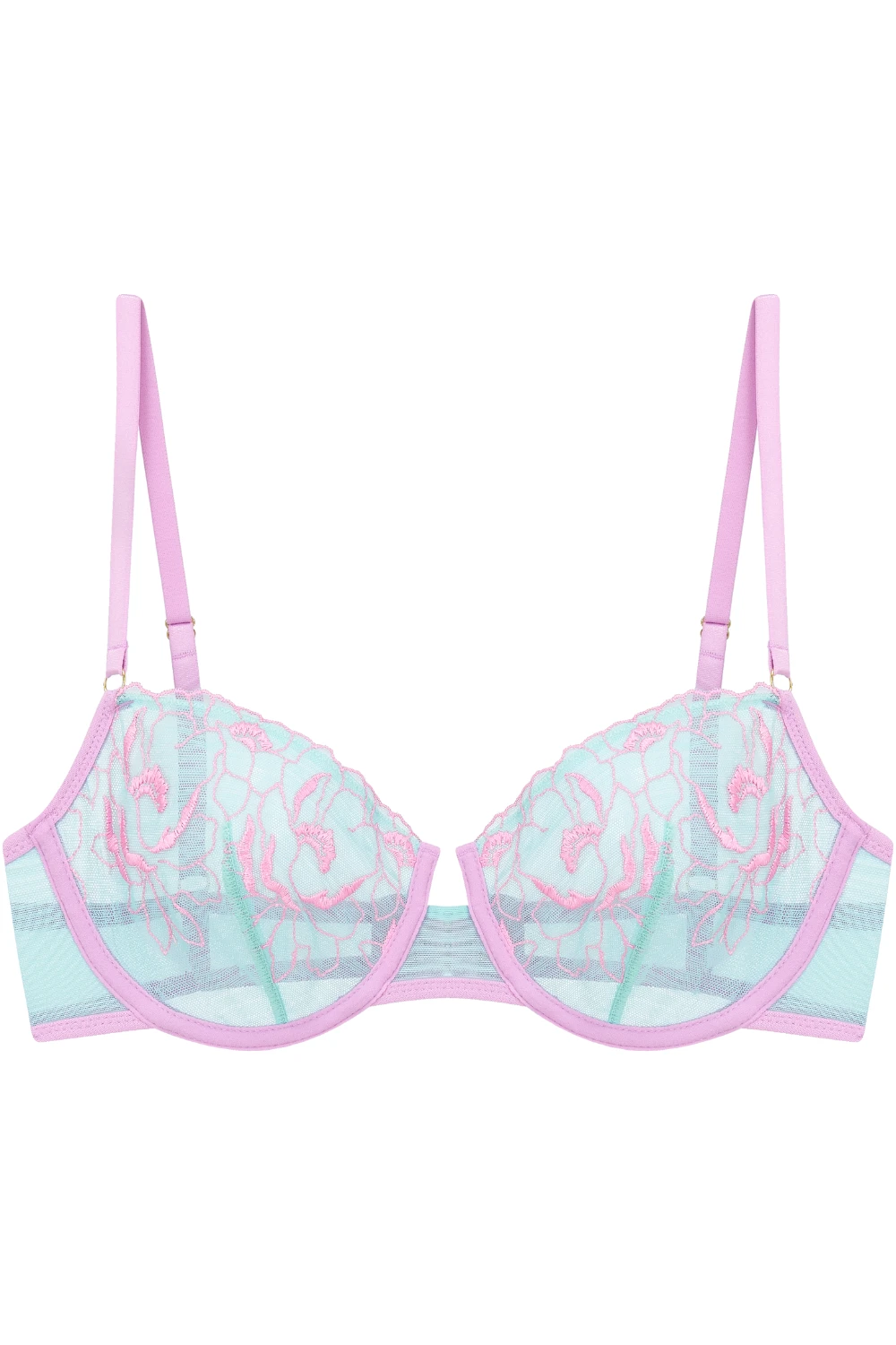 DORA LARSEN Marta Floral Embroidery Underwire Bra In Pastel Green 4 DORA LARSEN Marta Floral Embroidery Underwire Bra In Pastel Green - Image 2