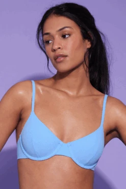 DORA LARSEN Phoebe Underwired Bikini Top Blue