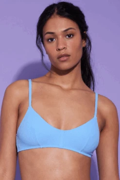 DORA LARSEN Phoebe Wireless Bikini Top Blue