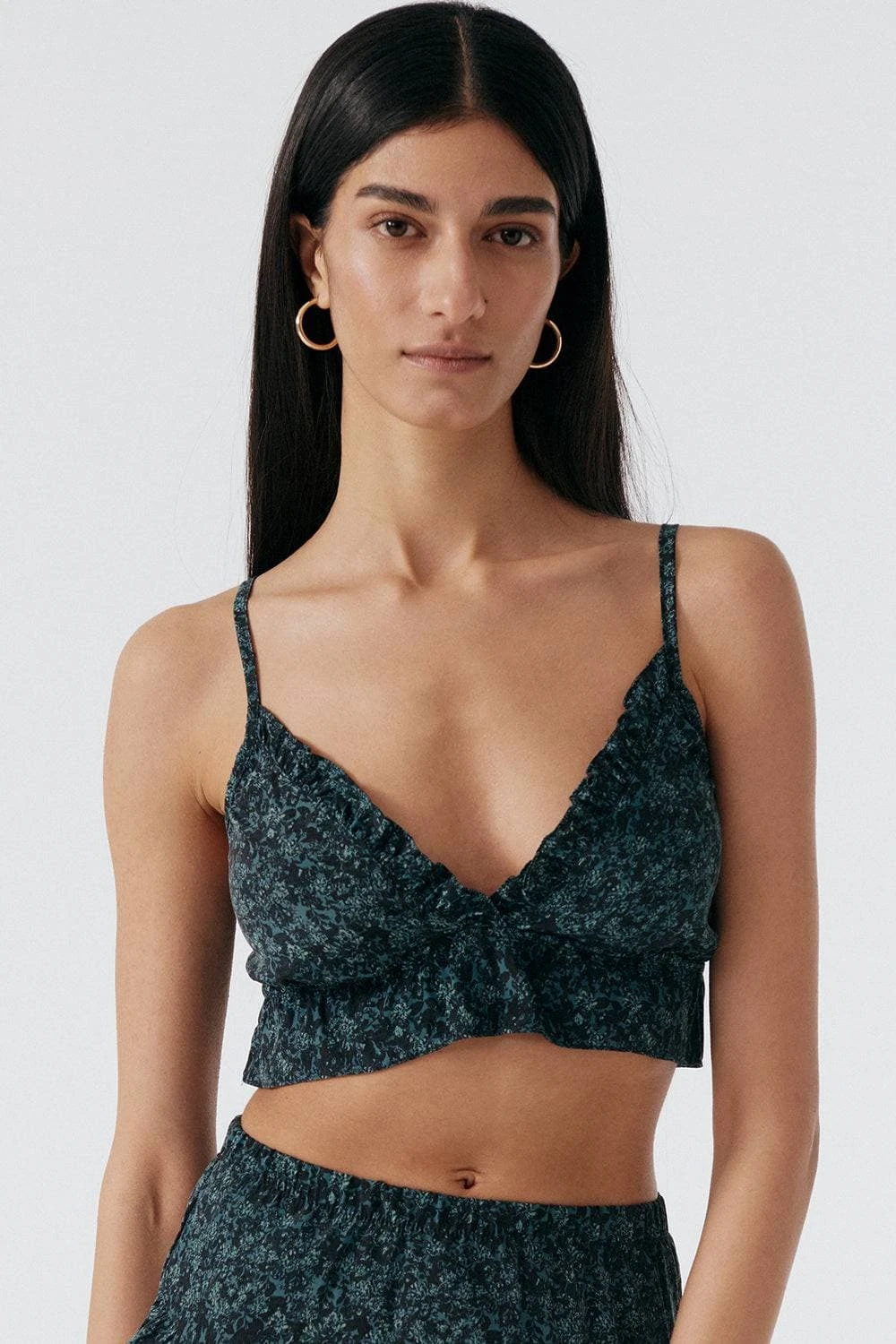 Botanist Silk Cropped Ruffled Bralette 3 Botanist Silk Cropped Ruffled Bralette