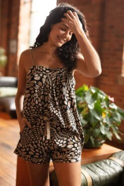 Carnaby Pebble Print Cami And Short Set, Size UK 14