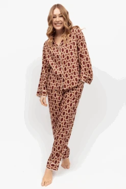 Fitzrovia Chain Print Pyjama Set 8 Fitzrovia Chain Print Pyjama Set -Fashion Lingerie Store fable eve fitzrovia chain print pyjama set rust brown 1