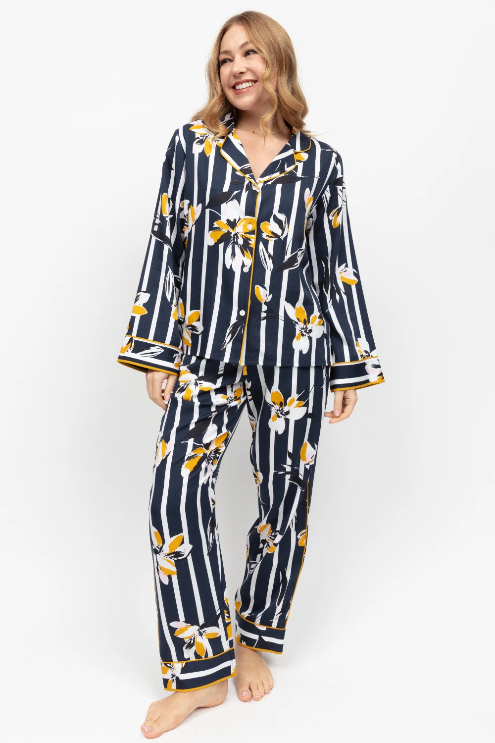 Knightsbridge Floral Stripe Print Pyjama Set 6 Knightsbridge Floral Stripe Print Pyjama Set - Image 4