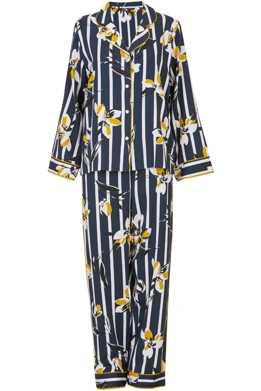 Knightsbridge Floral Stripe Print Pyjama Set 4 Knightsbridge Floral Stripe Print Pyjama Set - Image 2