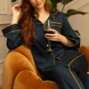 Knightsbridge Navy Pyjama Set -Fashion Lingerie Store fable eve knightsbridge solid pyjama set navy 1