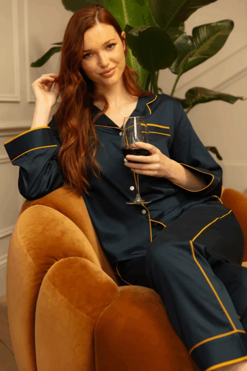 Knightsbridge Navy Pyjama Set 1 Knightsbridge Navy Pyjama Set -Fashion Lingerie Store fable eve knightsbridge solid pyjama set navy 1