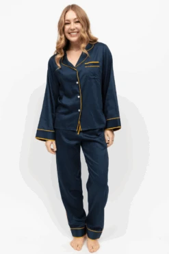 Knightsbridge Navy Pyjama Set 8 Knightsbridge Navy Pyjama Set -Fashion Lingerie Store fable eve knightsbridge solid pyjama set navy 2